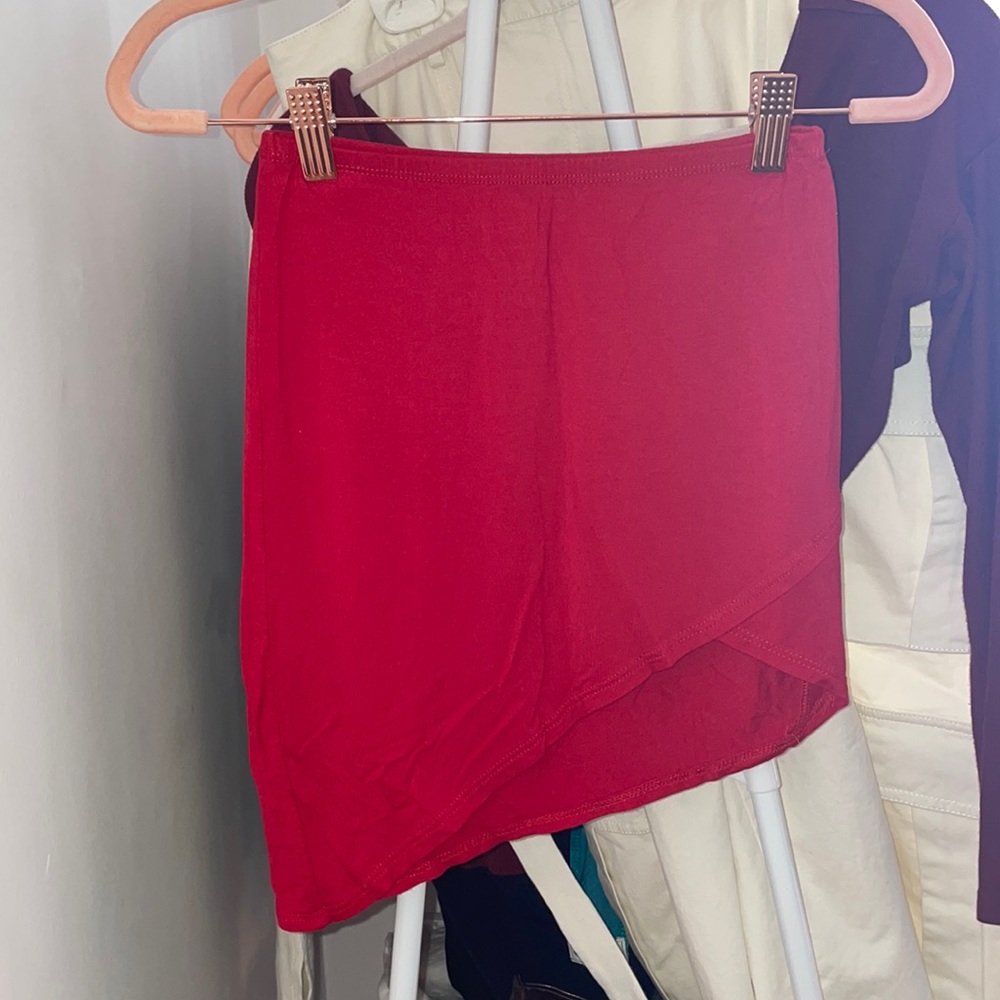 Asymmetrical Red Mini Skirt